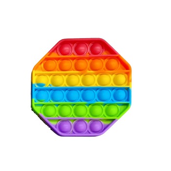 Joc pop it hexagon, curcubeu din silicon, 12 cm Joc pop it hexagon, curcubeu din silicon, 12 cm
