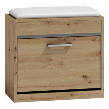 Dulap pantofi Shannan Milano, taburet, perna, 60x30x53, stejar Dulap pantofi Shannan Milano, taburet, perna, 60x30x53, stejar