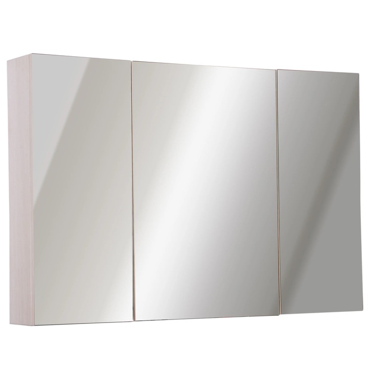 Kleankin fürdőszoba szekrény, tölgy, 3 ajtós, tükörrel, 13,5x60x90 cm, barna