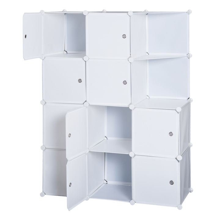 Homcom szekrény, moduláris, 10 rekeszes, 111x47x145cm, fehér