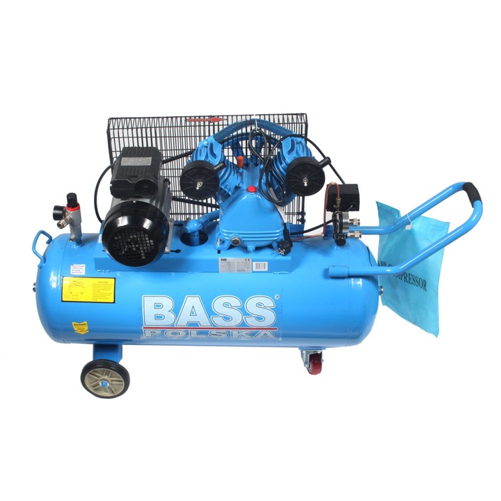 Въздушен компресор Bass Polska, С две цилиндъра, 2.2 kW, 100 л