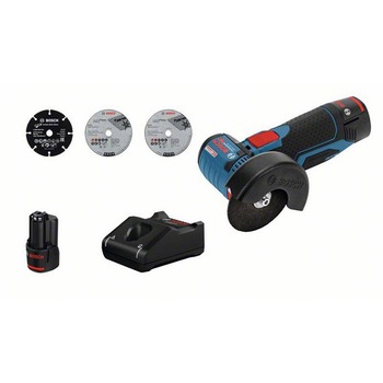 Polizor unghiular pe acumulator Bosch Professional GWS 12V-76, 12 V, 19.500 RPM, 2 acumulatori, incarcator rapid, aparatoare Polizor unghiular pe acumulator Bosch Professional GWS 12V-76, 12 V, 19.500 RPM, 2 acumulatori, incarcator rapid, aparatoare