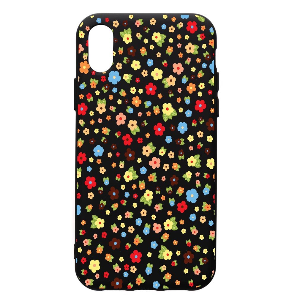 Husa de protectie Apple iPhone XS Max, Happy Flowers, silicon, cu interiorul din material textil, protectie camera, PB501
