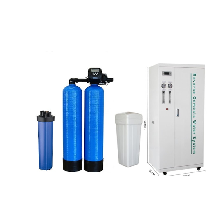 Pachet SPALATORIE AUTO 500l/h 3-4 boxe -Filtru BB 20+Dedurizator DUPLEX CLACK 50l+Osmoza Inversa Industriala 500l/h