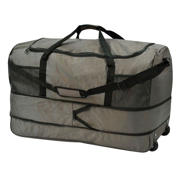 Geanta de voiaj pliabila cu roti si maner pentru umar, 103 litri, Kaki, 82x34x37 cm