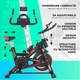 Bicicleta spinning TECHFIT® SBK1500N PRO MAX, Sistem Volanta 13 Kg, Pedale aluminiu, Bluetooth: Zwift/Fitshow/Kinomap, Sa cu arc PRO, Display afisaj mare, Utilizator 120Kg, Bidon+suport inclus