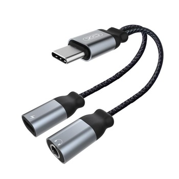 Adaptor Type C, 2 in 1 Casti si Incarcator, Type C la Type C + Jack 3,5 mm, XO NB-R160B, Argintiu Adaptor Type C, 2 in 1 Casti si Incarcator, Type C la Type C + Jack 3,5 mm, XO NB-R160B, Argintiu