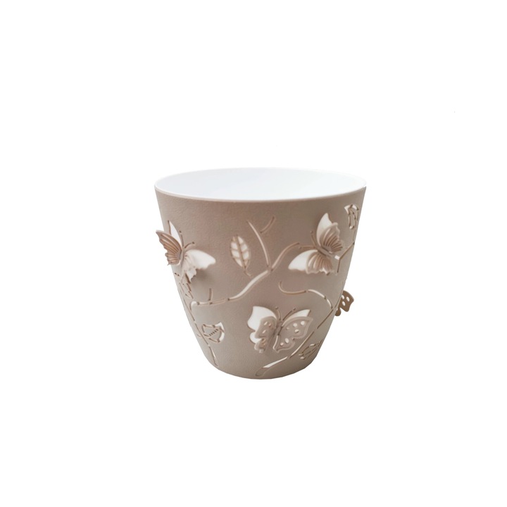 Ghiveci 3D cu Fluturi, Nr. 4, 5.30 Litri, Bej