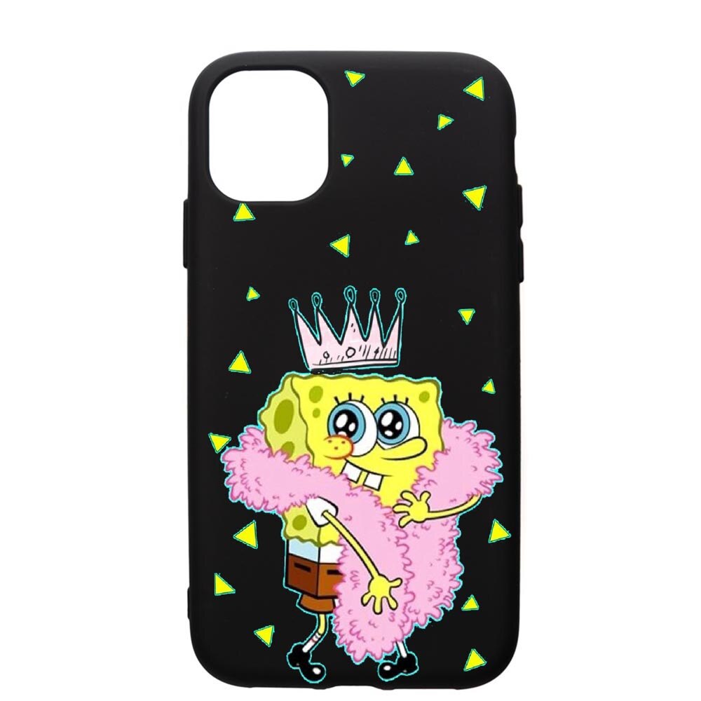 Husa de protectie Apple iPhone 12, Spongebob, silicon, cu interiorul din material textil, protectie camera, PB597