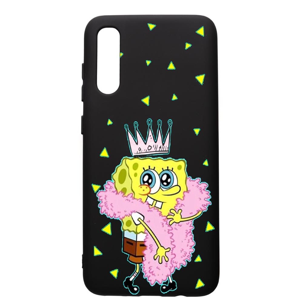 Husa de protectie Samsung Galaxy A70, Spongebob, silicon, cu interiorul din material textil, protectie camera, PB597