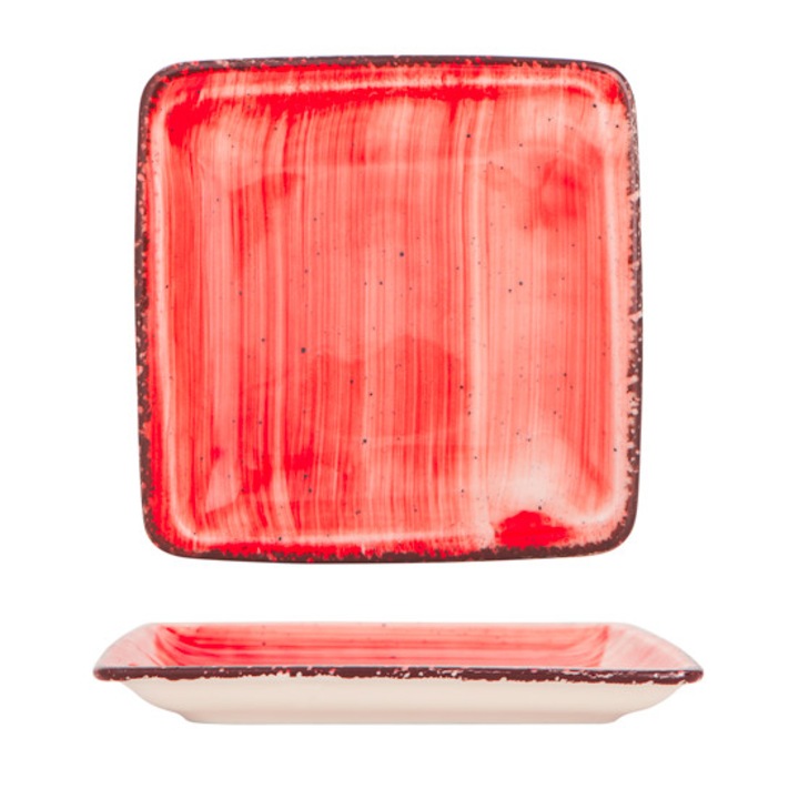 Gural Négyszögletes tányér Red kollekció 17x17cm