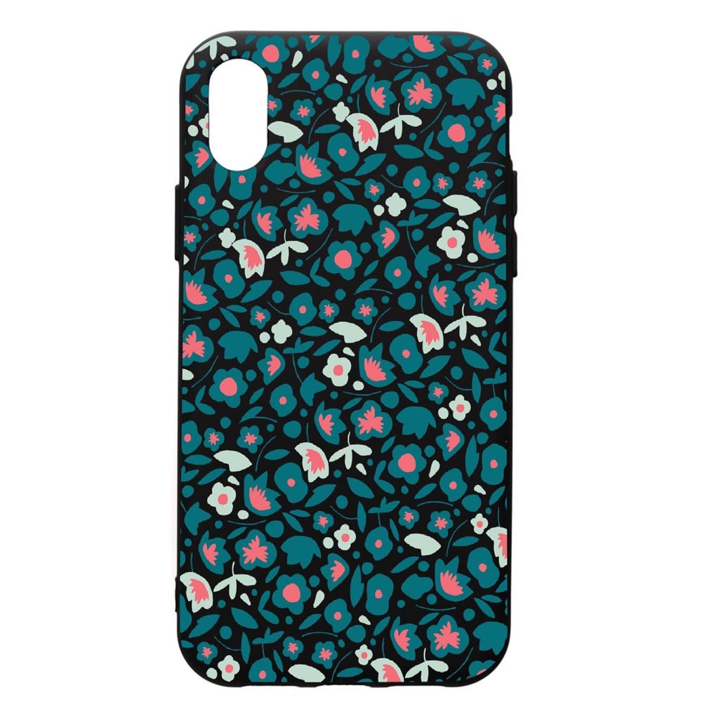 Husa de protectie Xiaomi Redmi 7A, Green Flowers Pattern, silicon, cu interiorul din material textil, protectie camera, PB632