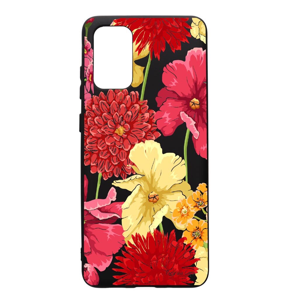 Husa de protectie Samsung Galaxy A71, Flowers Rosu Galben, silicon, cu interiorul din material textil, protectie camera, PB634