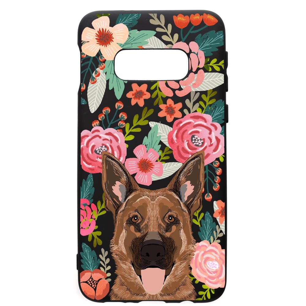 Husa de protectie Samsung Galaxy S10E, Dog in Flowers, silicon, cu interiorul din material textil, protectie camera, PB636