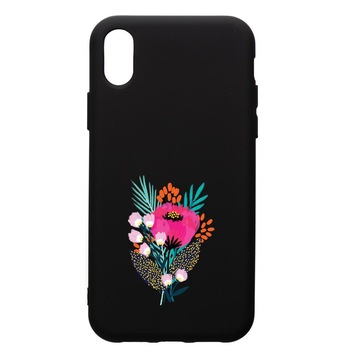 Husa de protectie Samsung Galaxy A01, Flowers, silicon, cu interiorul din material textil, protectie camera, PB641 Husa de protectie Samsung Galaxy A01, Flowers, silicon, cu interiorul din material textil, protectie camera, PB641