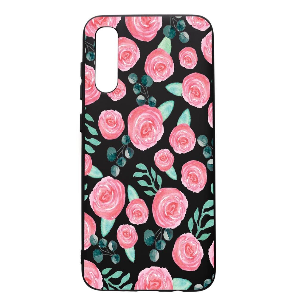 Husa de protectie Samsung Galaxy A70, Rose Pattern, silicon, cu interiorul din material textil, protectie camera, PB640