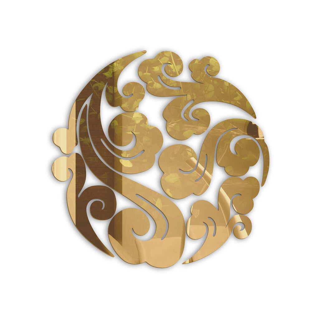 Oglinda decorativa Waves, Folina, culoare aurie, 50 cm diametru