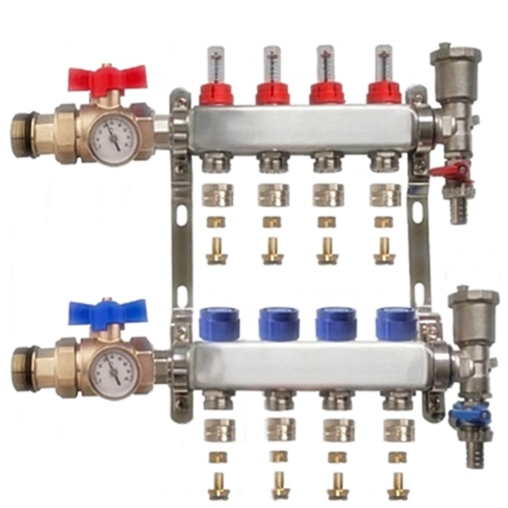 Distribuitor complet 1" / 4 circuite cu conectori EK x 16 mm, Daver