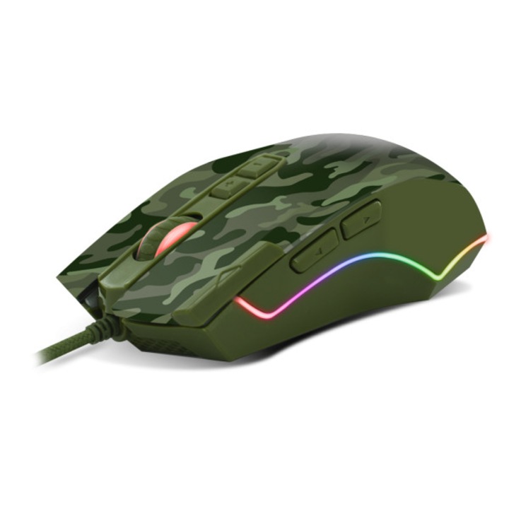 Mouse gaming cu fir, Spirit Of Gamer, ELITE-M50, 4000 DPI, 1000Hz, 7 butoane, LED, Camuflaj