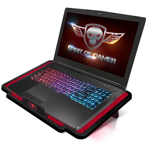 Stand/Cooler notebook Spirit of Gamer AIRBLADE 100, pana la 15.6 inch, 2 ventilatoare 120 mm, 3 pozitii, iluminare LED Red