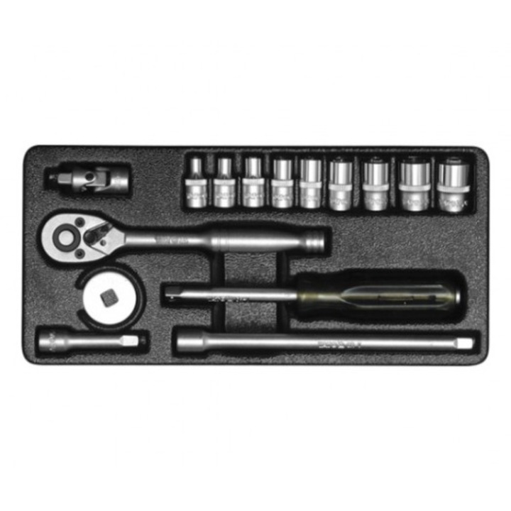 Trusa 15 piese Yato chei tubulare cu antrenor 1/4 inch