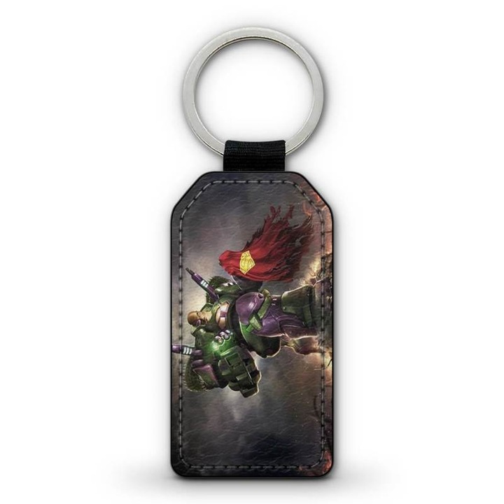 Breloc piele PU premium Superman, 3522, 8 x 4 cm, Multicolor