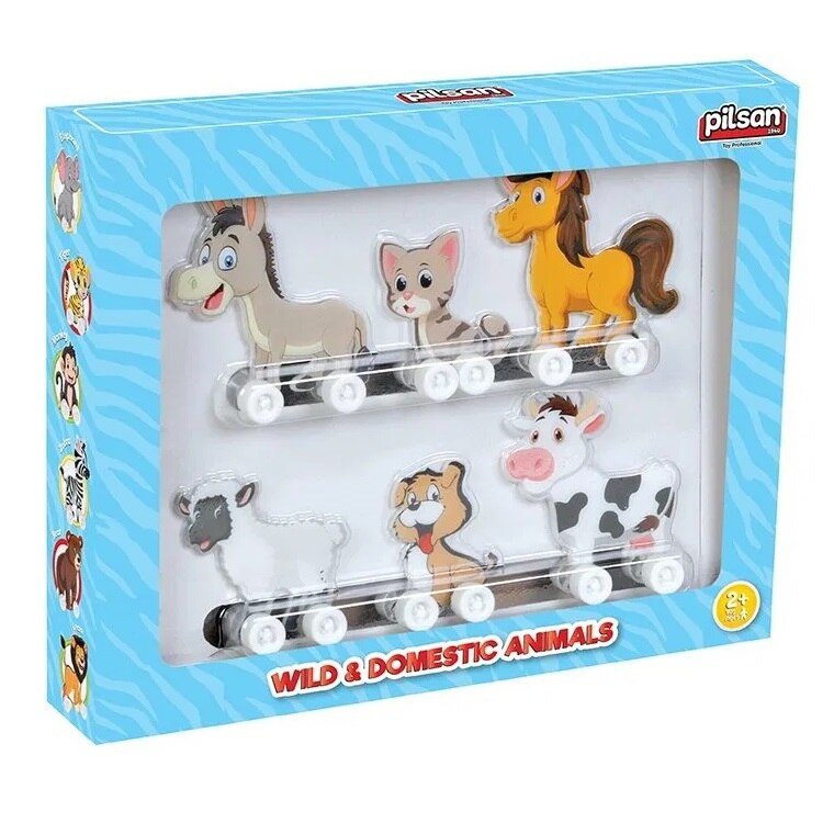Jucarie Animale Domestice, Pilsan, cu roti, multicolor, + 2 ani