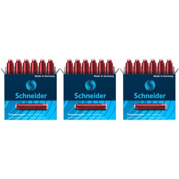 Pachet 3 cutii Patroane stilou Schneider, 6/cutie, rosu Pachet 3 cutii Patroane stilou Schneider, 6/cutie, rosu