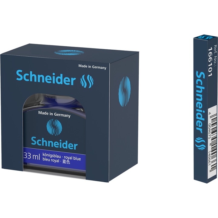 Pachet Cerneala Schneider 33ml, albastru + Piston convertor