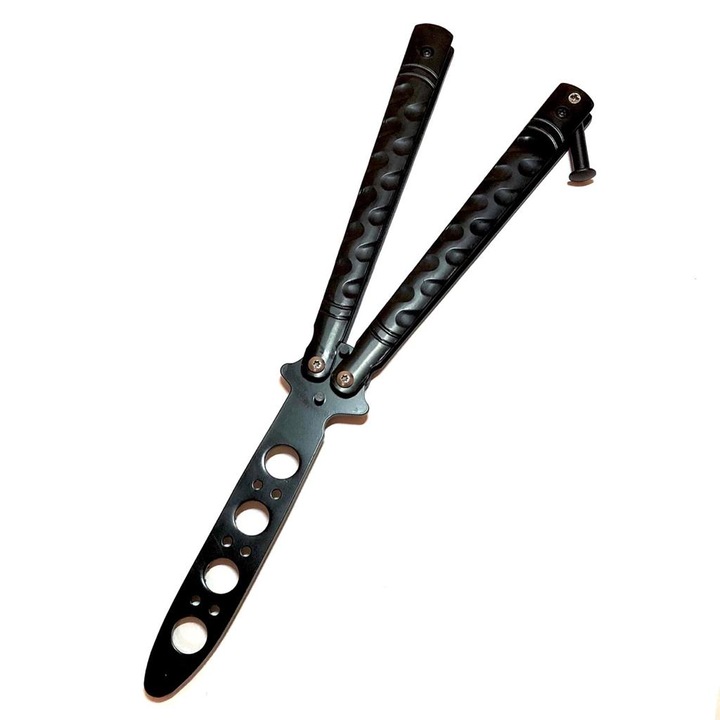 Briceag butterfly pentru antrenament, fara tais, CS:GO, negru, 22 cm
