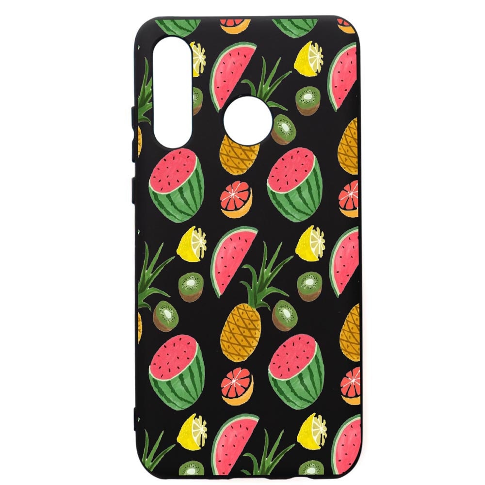 Husa de protectie Huawei P30 Lite, Ananas, silicon, cu interiorul din material textil, protectie camera, PB666