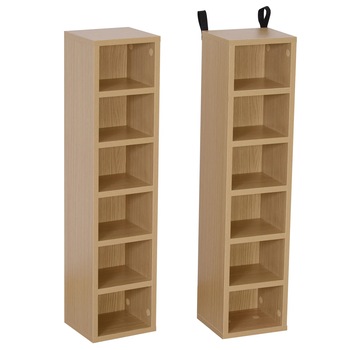 Set 2 dulapuri pentru CD-uri Homcom, MDF/PAL, 6 rafturi, 21 x 19.2 x 88.3 cm, Maro deschis Set 2 dulapuri pentru CD-uri Homcom, MDF/PAL, 6 rafturi, 21 x 19.2 x 88.3 cm, Maro deschis