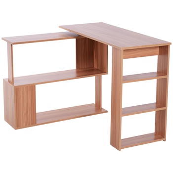 Birou de colt cu rafturi Homcom, Lemn, 120 x 100.3 x 74.2 cm, Maro Birou de colt cu rafturi Homcom, Lemn, 120 x 100.3 x 74.2 cm, Maro