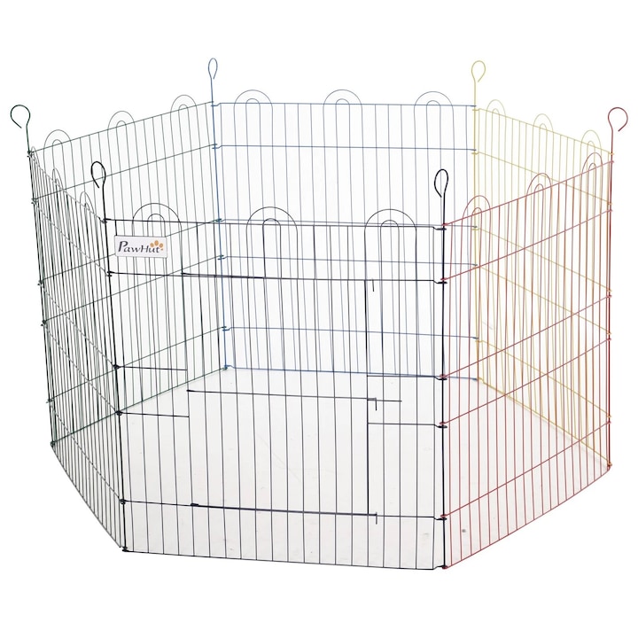 PawHut Moduláris kerítés kutyáknak, fém, 6 modul, 120x66 cm, fekete