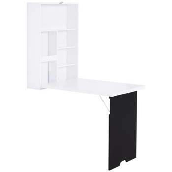 Birou cu rafturi suspendate Homcom, MDF, 60 x 88.5 x 146.5 cm, Alb/Negru Birou cu rafturi suspendate Homcom, MDF, 60 x 88.5 x 146.5 cm, Alb/Negru