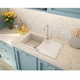 Pachet chiuveta bucatarie granit cu scurgator si baterie, compozit granit, 780x440mm, adancime 170mm, reversibila, montare pe blat, crem
