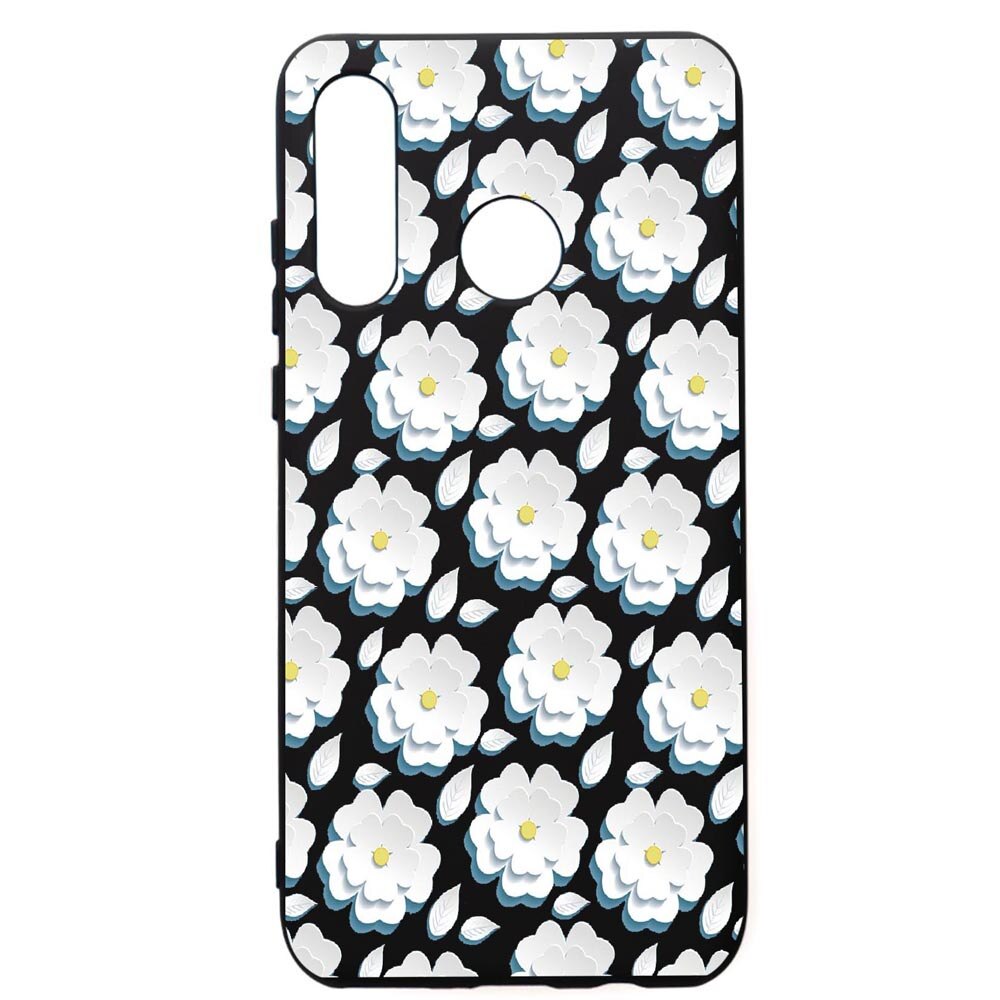 Husa de protectie Huawei P30 Lite, Daisy - White flower, silicon, cu interiorul din material textil, protectie camera, PB683