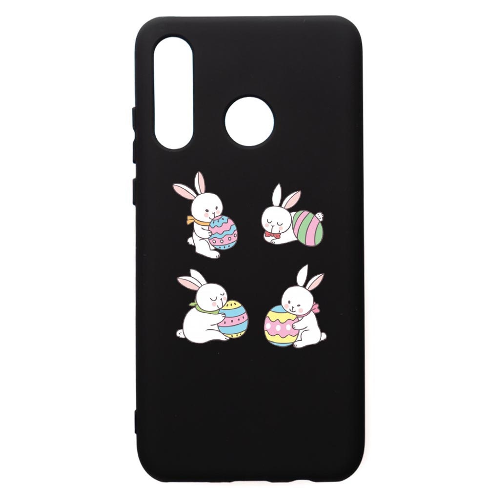 Husa de protectie Huawei P30 Lite, Rabbit easter, silicon, cu interiorul din material textil, protectie camera, PB690