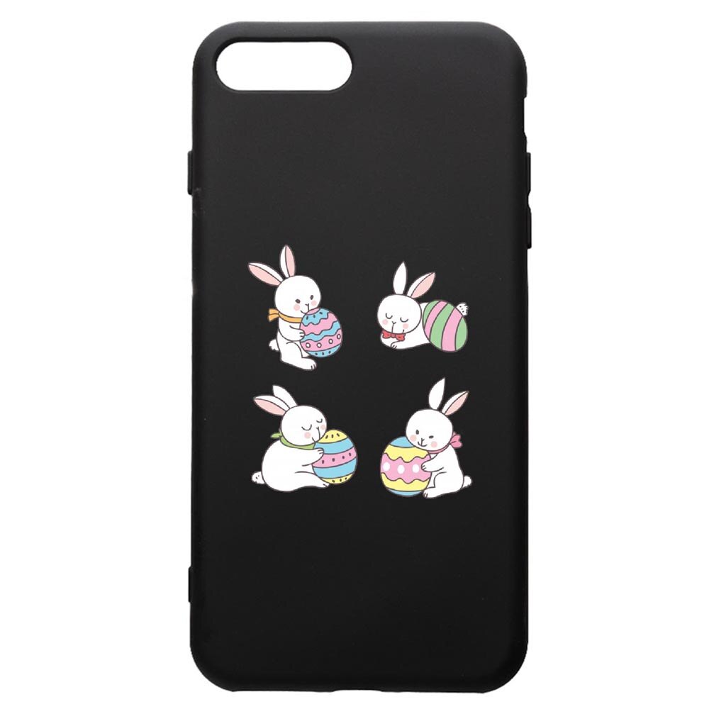 Husa de protectie Apple iPhone 8 Plus / iPhone 7 Plus, Rabbit easter, silicon, cu interiorul din material textil, protectie camera, PB690