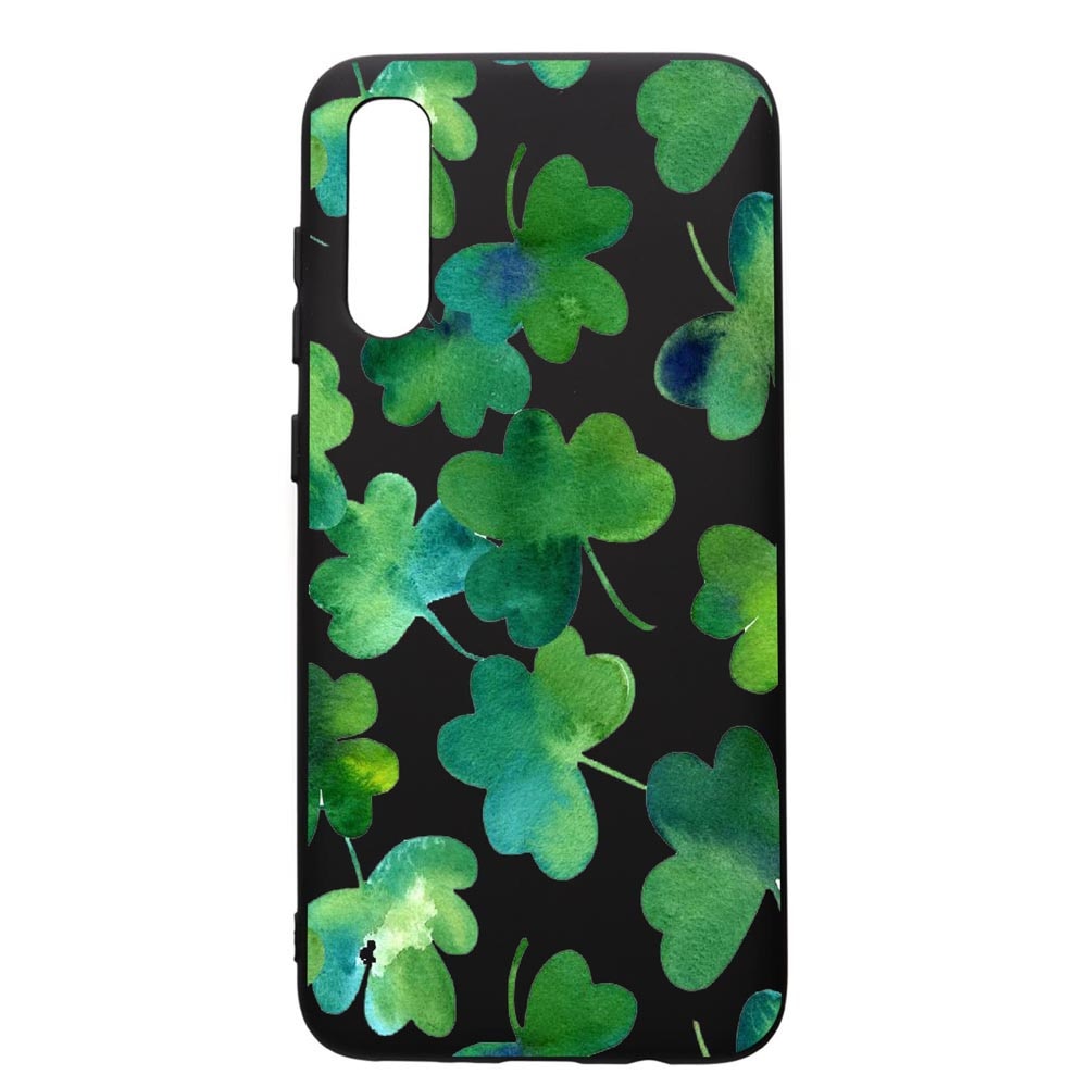 Husa de protectie Samsung Galaxy A50, Green Leaf, silicon, cu interiorul din material textil, protectie camera, PB697