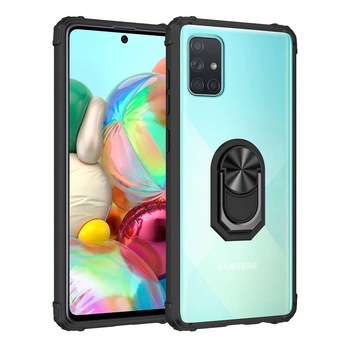 Husa pentru Samsung Galaxy A51, Hybrid Antisoc, carcasa cu bumper, inel rotativ 360 si Kickstand, Negru Husa pentru Samsung Galaxy A51, Hybrid Antisoc, carcasa cu bumper, inel rotativ 360 si Kickstand, Negru