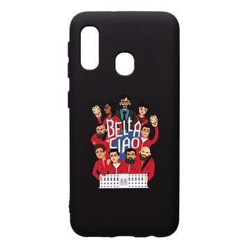 Husa de protectie Samsung Galaxy A20E, La Casa De Papel - Ciao Bella, silicon, cu interiorul din material textil, protectie camera, PB718 Husa de protectie Samsung Galaxy A20E, La Casa De Papel - Ciao Bella, silicon, cu interiorul din material textil, protectie camera, PB718