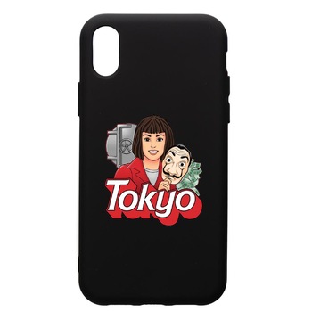 Husa de protectie Apple iPhone XS / iPhone X, La Casa De Papel - Tokyo, silicon, cu interiorul din material textil, protectie camera, PB717 Husa de protectie Apple iPhone XS / iPhone X, La Casa De Papel - Tokyo, silicon, cu interiorul din material textil, protectie camera, PB717