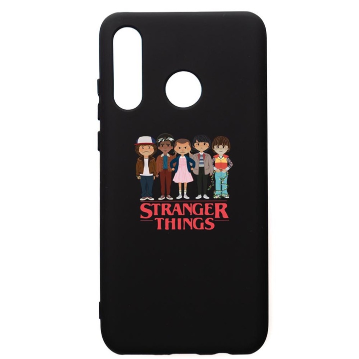 Защитен калъф за Huawei P30 Lite, Stranger Things, силиконов, с текстилна вътрешност, защита на камерата, PB722