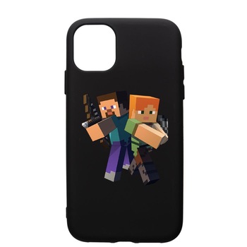 Husa de protectie Apple iPhone 12, Minecraft, silicon, cu interiorul din material textil, protectie camera, PB728 Husa de protectie Apple iPhone 12, Minecraft, silicon, cu interiorul din material textil, protectie camera, PB728