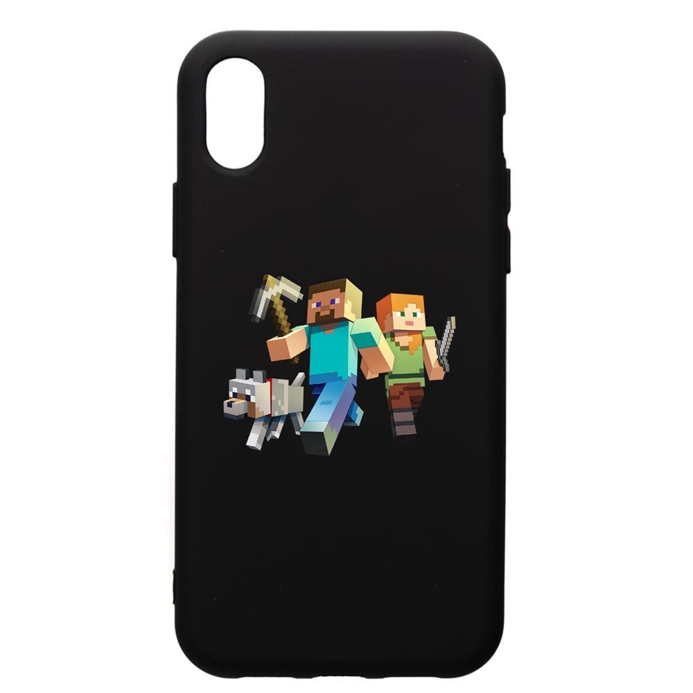 Husa de protectie Apple iPhone XS / iPhone X, Minecraft, silicon, cu interiorul din material textil, protectie camera, PB730