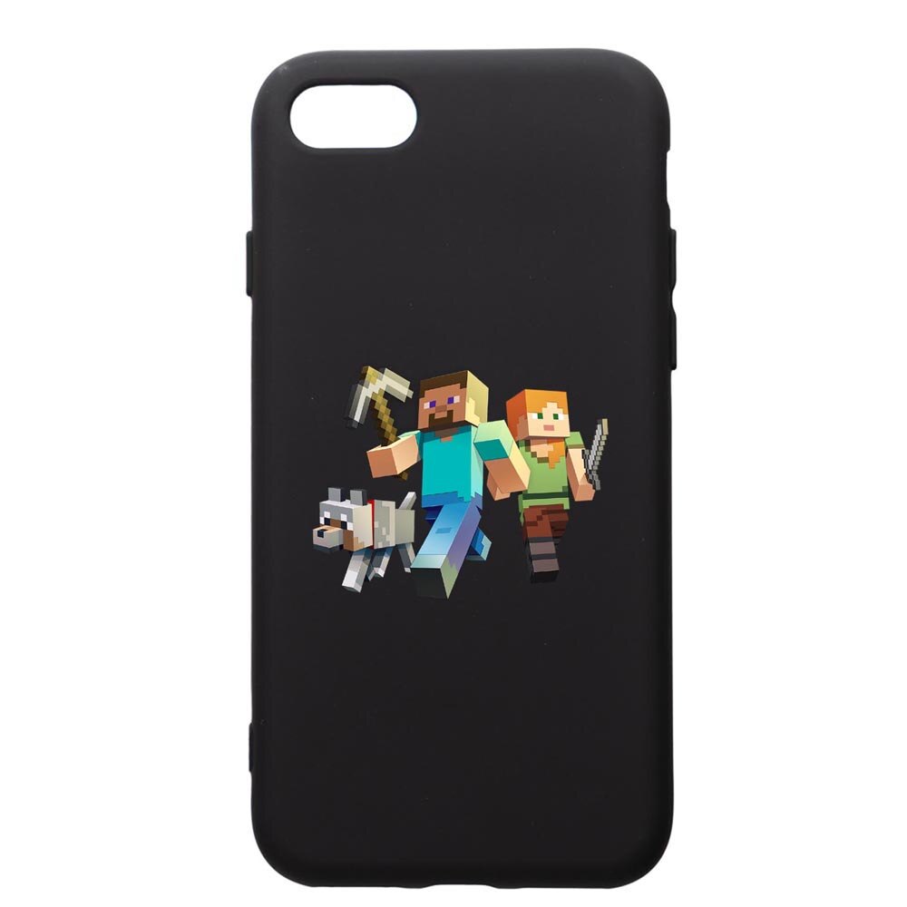 Husa de protectie Apple iPhone SE 2 / iPhone 8 / iPhone 7, Minecraft, silicon, cu interiorul din material textil, protectie camera, PB730