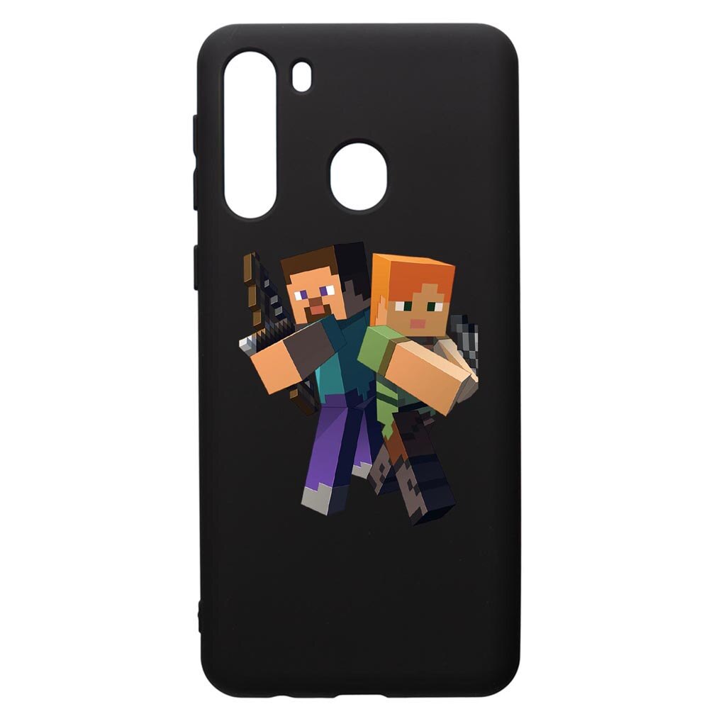 Husa de protectie Samsung Galaxy A21S, Minecraft, silicon, cu interiorul din material textil, protectie camera, PB728