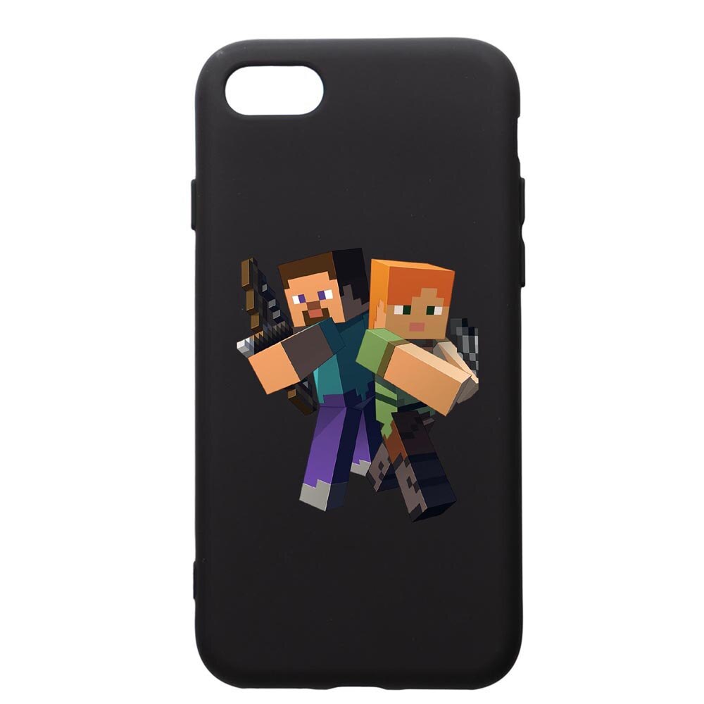 Husa de protectie Apple iPhone SE 2 / iPhone 8 / iPhone 7, Minecraft, silicon, cu interiorul din material textil, protectie camera, PB728