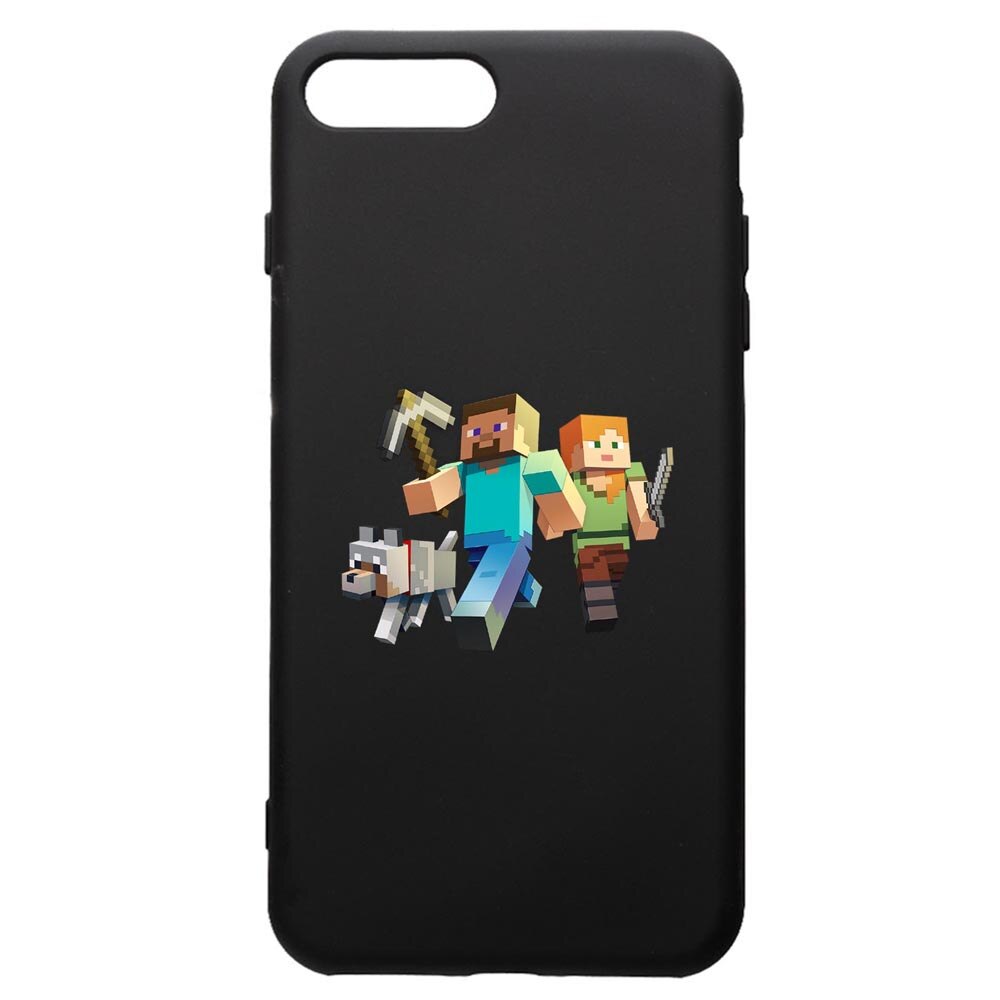 Husa de protectie Apple iPhone 8 Plus / iPhone 7 Plus, Minecraft, silicon, cu interiorul din material textil, protectie camera, PB730